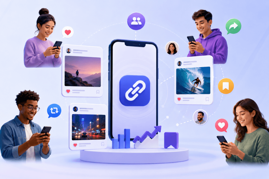 Social link discovery and content sharing network