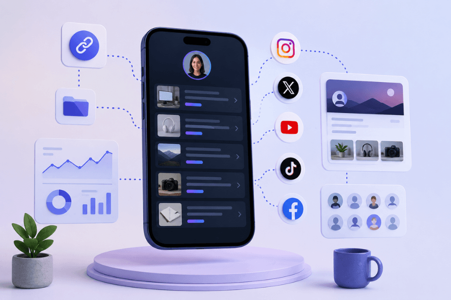 Creator link ecosystem connecting social platforms and shared content